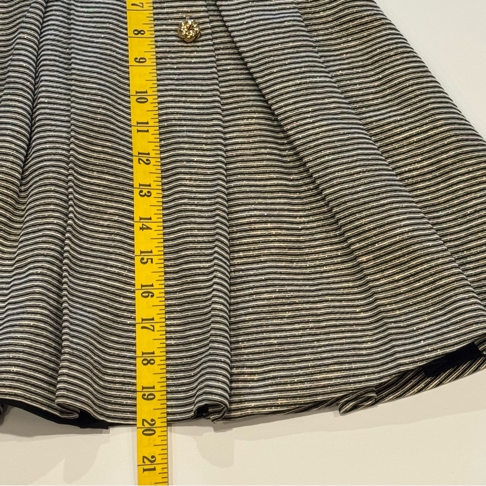 Jennifer Chun Pleated Silk Blend Gold Black White Skirt w/ Pockets Size 4 - Picture 15 of 16